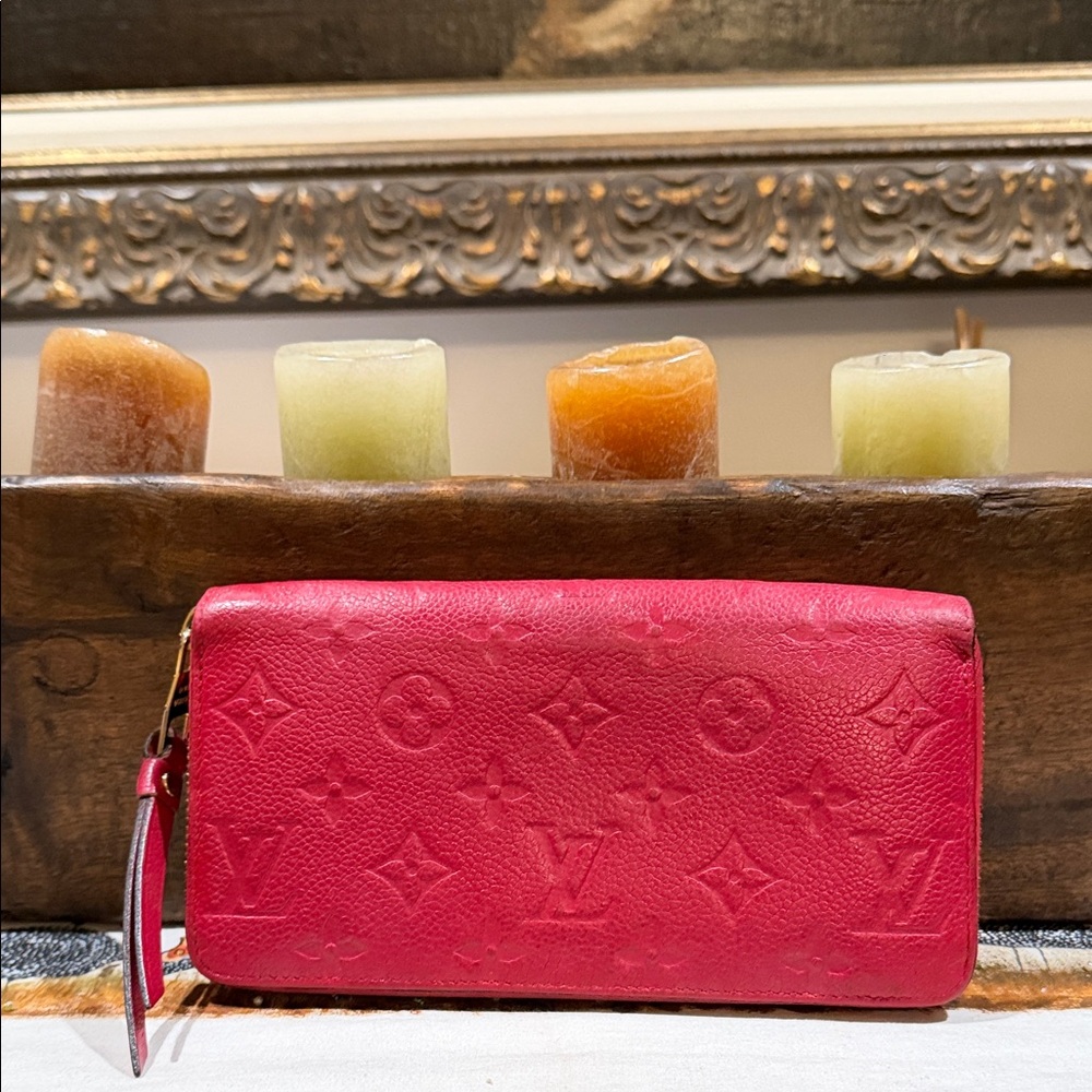 “LOUIS VUITTON” Long Wallet Empreinte Monogram Red Zip Around